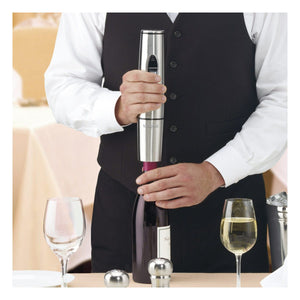 Waring Commercial Cordless Rechargeable Wine Bottle Opener, Stainless Steel, 2 Augers