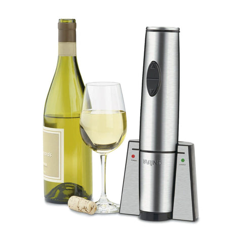 Image of Waring Commercial Prep Waring Commercial Cordless Rechargeable Wine Bottle Opener, Stainless Steel, 2 Augers